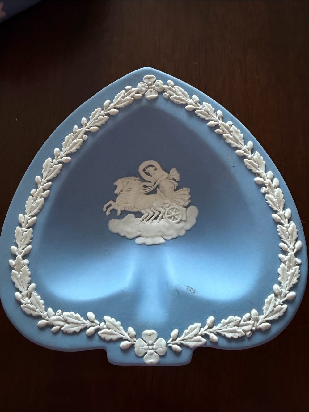 Wedgwood Blue Jasperware Heart Dish with White Relief
